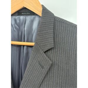 Michael Kors Blazer Sport Coat Men Size 46 R Gray Striped Double Vented